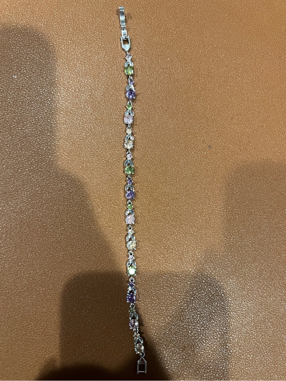 Sterling Silver Multi-Gem Tennis Bracelet - Green & Purple